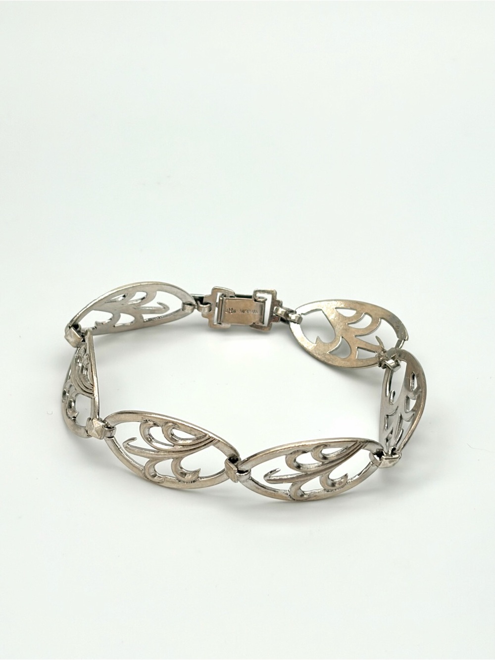 1940s Vintage WRE Sterling Silver Filigree Bracelet 6.5”